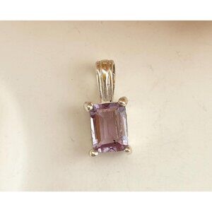 Minimalist Amethyst Gemstone Sterling Silver 925 Vintage Pendant | Charm